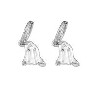 Cute Ghost Dangle Hoop Earrings for Women Stainless Steel Funny Spooky Ghost Dangling Drop Charm Huggie Hoops Fun Boo Halloween Party Fashion Jewelry