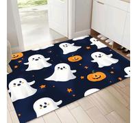 Cute Ghost Doormat Cartoon Welcome Door Mat, Living Room Kitchen Floor Mat Non Slip Front Door Mats, Home Halloween Indoor Entrance Decoration, 40x60cm, Navy Blue