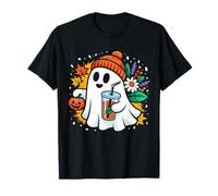 Cute Ghost Drinking Coffee Halloween Ghost Ice Coffee Boo T-Shirt