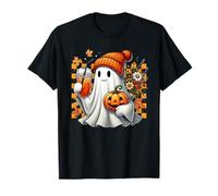 Cute Ghost Drinking Coffee Halloween Ghost Ice Coffee T-Shirt