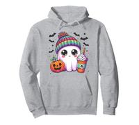 Cute Ghost Drinking Coffee Halloween Ghost Ice Coffee Womens Pullover Hoodie