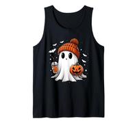 Cute Ghost Drinking Coffee Halloween Ghost Ice Coffee Womens Tank Top