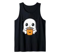 Cute Ghost Drinking Pumpkin Spice Latte Kawaii Halloween Tank Top