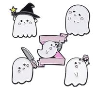 Cute Ghost Enamel Brooch Pin Set-Gothic Badges Halloween Pins for Women/Men Cartoon Boo Pumpkin Flying Spirit Enamel Pins for Jackets, enamel, enamel