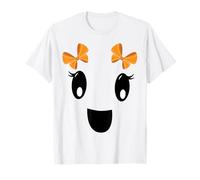 Cute Ghost Face with Bow Happy Halloween Costume Girls Kids T-Shirt
