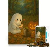 Cute Ghost Feeding Hedgehog Adult Jigsaw Puzzle1000 Pieces Strong Logic Precise Connection Joyful Challenge Premium Gift (50x75cm)