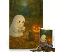 Cute Ghost Feeding Hedgehog Adult Jigsaw Puzzle1000 Pieces Strong Logic Precise Connection Joyful Challenge Premium Gift (50x75cm)
