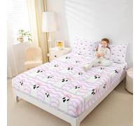 Cute Ghost Fitted Sheets Single Size,Cartoon Halloween Bedding Set 2Pcs for Kids Girls Boys Room Decor,Purple White Stripe Bed Sheet Funny Kawaii Deep Pocket Sheet,No Flat Sheet