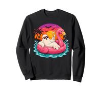 Cute Ghost Flamingo Pool Float Spooky Halloween Summer Sweatshirt