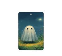 Cute Ghost Floating In Grassy Fields Car Air Fresheners 4 Pcs Hanging Scented Cards Fragrance Scented Cards For Car Aromatherapy Tablets