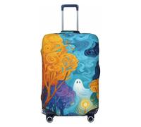 Cute Ghost Flying in The Park Elastic Travel Luggage Covers Dustproof Scratch-Resistant Suitcase Protector Fit 22-24 Inch