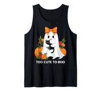 Cute Ghost for Little Girls Kawaii Coquette Halloween Cat Tank Top