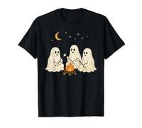 Cute Ghost Halloween Campfire Camping Value Graphic T-Shirt, Men, Black, M