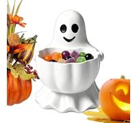 Cute Ghost Halloween Candy Bowl - Resin Snack Holder Party Tablet | 5.79 x 5.31 x 8.5 inches | Ghost Halloween Candy Bowl | Durable Resin Frame with Large Capacity for Table, Kitchen, Kami