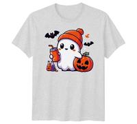 Cute Ghost Halloween Matching T-Shirt | Spooky Fun Family Graphic | Tee for Men, Women & Kids | Unisex Holiday Apparel 2XL Heather Grey