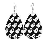 Cute Ghost Halloween Pattern Leather Earring For Women Teardrop Pierced Leather Earrings Set Birthday Xmas Jewelry Gifts For Women