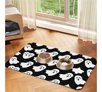 Cute Ghost Halloween Pattern Printing Pet Absorbent Tablecloth, Special Pad For Pet Bowls, Rollable For Storage, Ideal For Pet Bowls