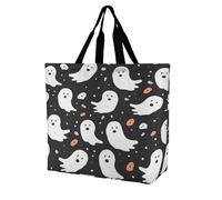 Cute Ghost Halloween Pattern Tote Bag Grocery Shopping Bags Shoulder Bag
