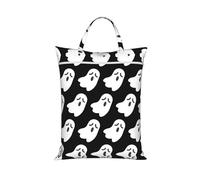 Cute Ghost Halloween Pattern Travel Laundry Bag with All-Over Print,Water-Resistant Twill Fabric,Smooth Zipper, Top Carry Handle,Hanging Loop,Large 58x46cm