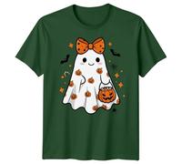 Cute Ghost Halloween T-Shirt | Spooky Season Pumpkin Candy | Funny Graphic Tee for Men, Women, & Kids S Bottle Green