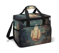 Cute Ghost Hanging on The Line Camping Cooler Bag Insulated Beach Coolers Portable Leak Proof Bags with Shoulder Strap