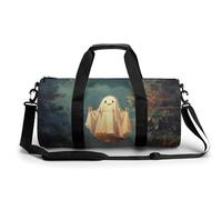 Cute Ghost Hanging on The Line Travel Gym Bag for Women Men Cylindrical Duffle Bag Sport Workout Bag with Shoulder Strap