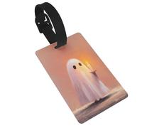 Cute Ghost Holding A Candle Simple Luggage Tags Name Id Label Suitcase Tags, Ideal for Travel Cruise Backpacks Bag