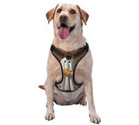 Cute Ghost Holding A Cookie Vintage No Pull Dog Harness Adjustable Reflective Oxford Easy Control Medium Large Dog Harness