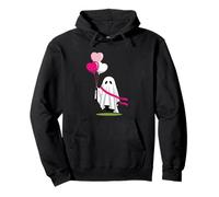 Cute Ghost Holding Heart Balloons Spooky Love Pullover Hoodie