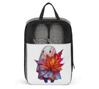Cute Ghost Holding Red Maple Leaf Shoe Bag for Travel Daily Use Anti-dust Storage Carrier Golf Shoe Pouch