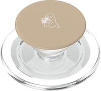 Cute Ghost Holding Vinyl Record Music Graphic - Beige PopSockets PopGrip for MagSafe