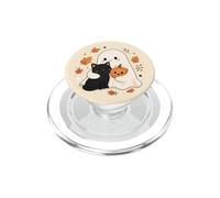 Cute Ghost Hugging Black Cat Orange Pumpkin Fall Halloween PopSockets PopGrip for MagSafe