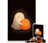 Cute Ghost Hugging Pumpkin 1000 Pieces Puzzles for Teenagers Unwind Game Real Thick Enjoyable Challenge Christmas Idea (50x75cm)