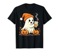 Cute Ghost Ice Coffee Halloween Ghost Pumpkin Latte T-Shirt