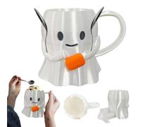 Cute Ghost Ice Cream Pint Holder,3D Printed Leak Proof Beer Can with Anti-Freeze Handle,Halloween Decoration 3D Printing Ice Cream Pint Containers with Antifreeze Handle and Two Spoon