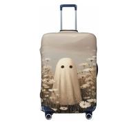 Cute Ghost in A Field of Wild Flowers Elastic Travel Luggage Covers Dustproof Scratch-Resistant Suitcase Protector Fit 22-24 Inch