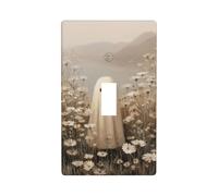 Cute Ghost in A Field of Wild Flowers Light Switch Cover Decorative Single Toggle 1 Gang Wall Plate for Kitchen Farmhouse Bedroom Bathroom Art Decor