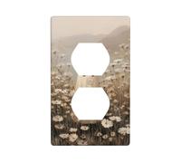 Cute Ghost in A Field of Wild Flowers Outlet Cover Light Switch Cover Decorative 1 Gang Wall Plate for Kitchen Room Bathroom Size 7x11.4cm