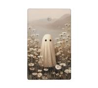 Cute Ghost in A Field of Wild Flowers Single Toggle Blank Wall Plate Light Switch Cover Decorative 1 Gang for Kitchen Room Bathroom Size 11.4x7cm
