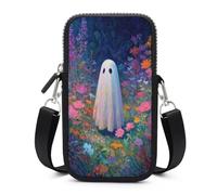 Cute Ghost in A Flower Field Crossbody Mobile Phone Bag Smartphone Bag With Adjustable Strap