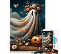 Cute Ghost in A Flower Field Teenagers 1000 Pieces Puzzle Brain Logic Clear Color Family Play Christmas Surprise (38x52cm)