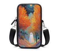 Cute Ghost in The Park Autumn Tree Crossbody Mobile Phone Bag Smartphone Bag With Adjustable Strap