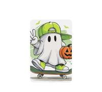 Cute Ghost Lime Green Baseball Cap Riding Skateboard Car Air Fresheners 4 Pcs Hanging Scented Cards Fragrance Scented Cards For Car Aromatherapy Tablets