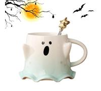 Cute Ghost Mug - 460ml Spooky Ceramic Cup for Drinking Tea Water - Halloween Mugs with Handle for Cafe Kitchen Dining Room Living Room Study