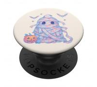 Cute Ghost Mummy Costume Kawaii Pastel Girly Girl Retro 90s PopSockets Adhesive PopGrip