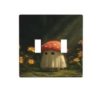 Cute Ghost Mushroom in The Forest Double Gang Toggle Light Cover Wall Plate Switch Decor Standard Size - 11.4x11.4cm