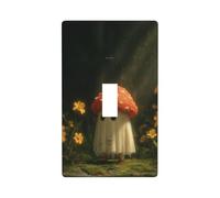 Cute Ghost Mushroom in The Forest Light Switch Cover Decorative Single Toggle 1 Gang Wall Plate for Kitchen Farmhouse Bedroom Bathroom Art Decor
