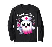 Cute Ghost Nurse Kawaii Boo-Boo Crew Pediatric Halloween Long Sleeve T-Shirt