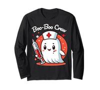 Cute Ghost Nurse Kawaii Boo-Boo Crew Pediatric Halloween Long Sleeve T-Shirt