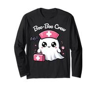 Cute Ghost Nurse Kawaii Boo-Boo Crew Pediatric Halloween Long Sleeve T-Shirt
